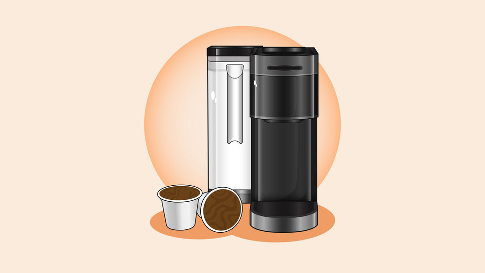 White and black coffee makers with K-cups