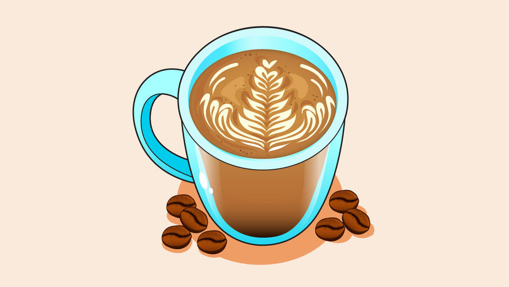 A cup of latte coffee with coffee art.