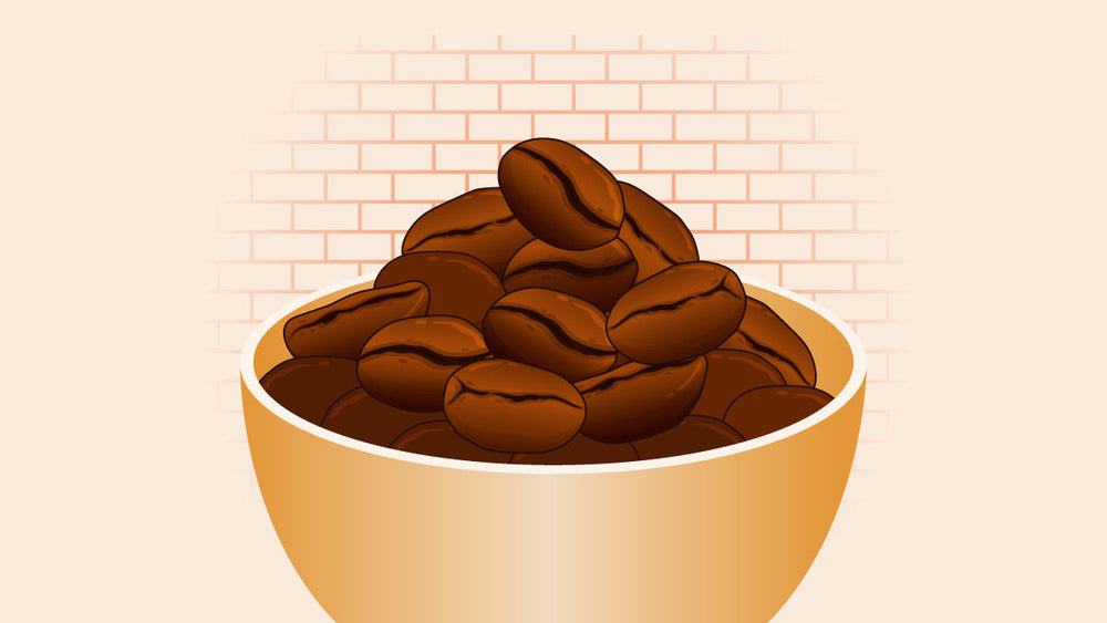 Bowl of medium roast coffee beans