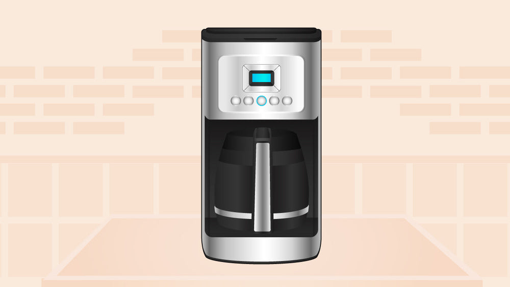 Cuisinart drip coffee maker with a digital display and glass carafe