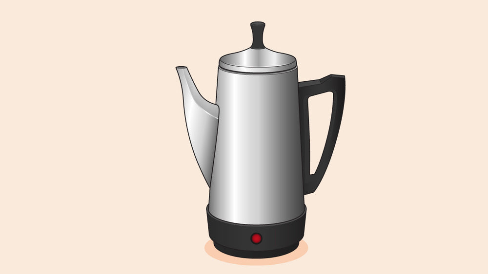 Electric coffee percolator with black handle