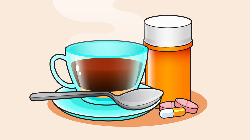 coffee placed next to antibiotics.