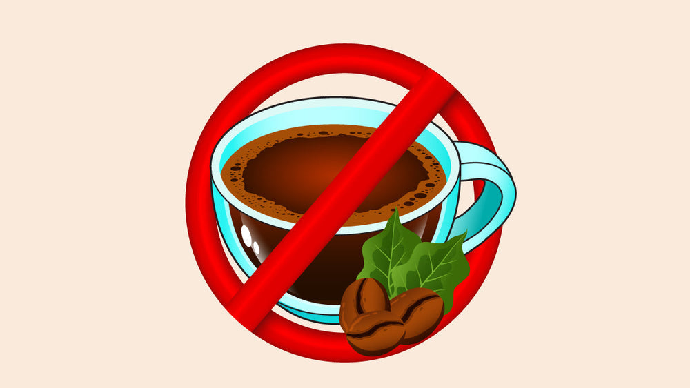 Prohibited coffee cup with beans and leaves