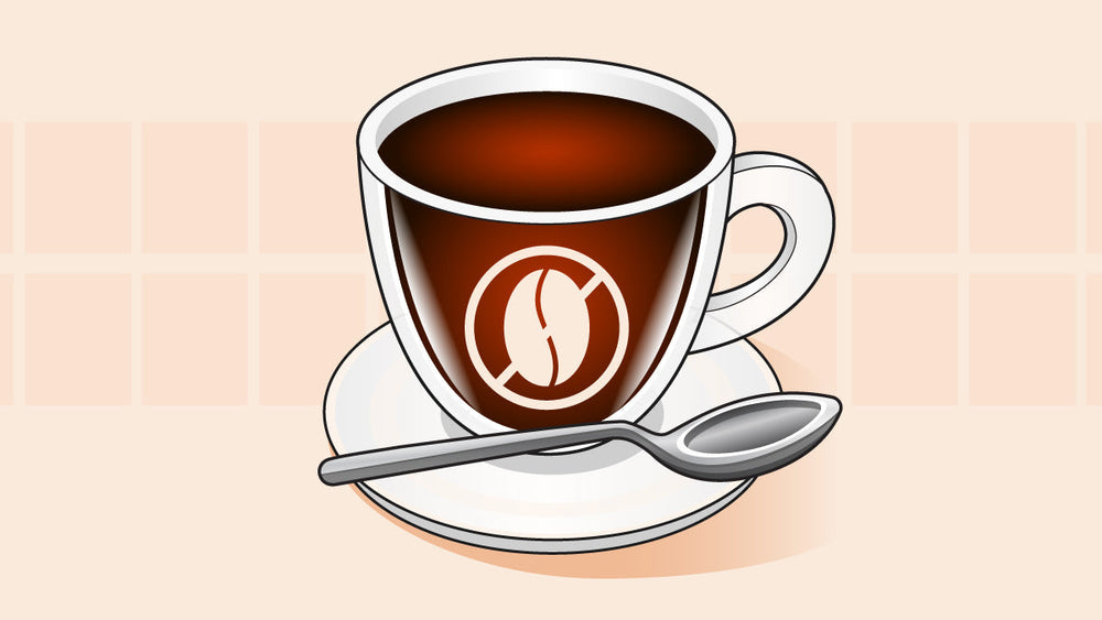 Coffee cup with a coffee bean logo on a saucer