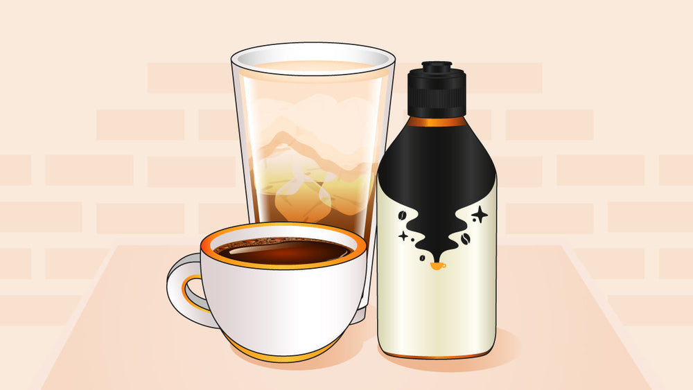 Javvy Coffee hot brew, iced coffee, and concentrate bottle